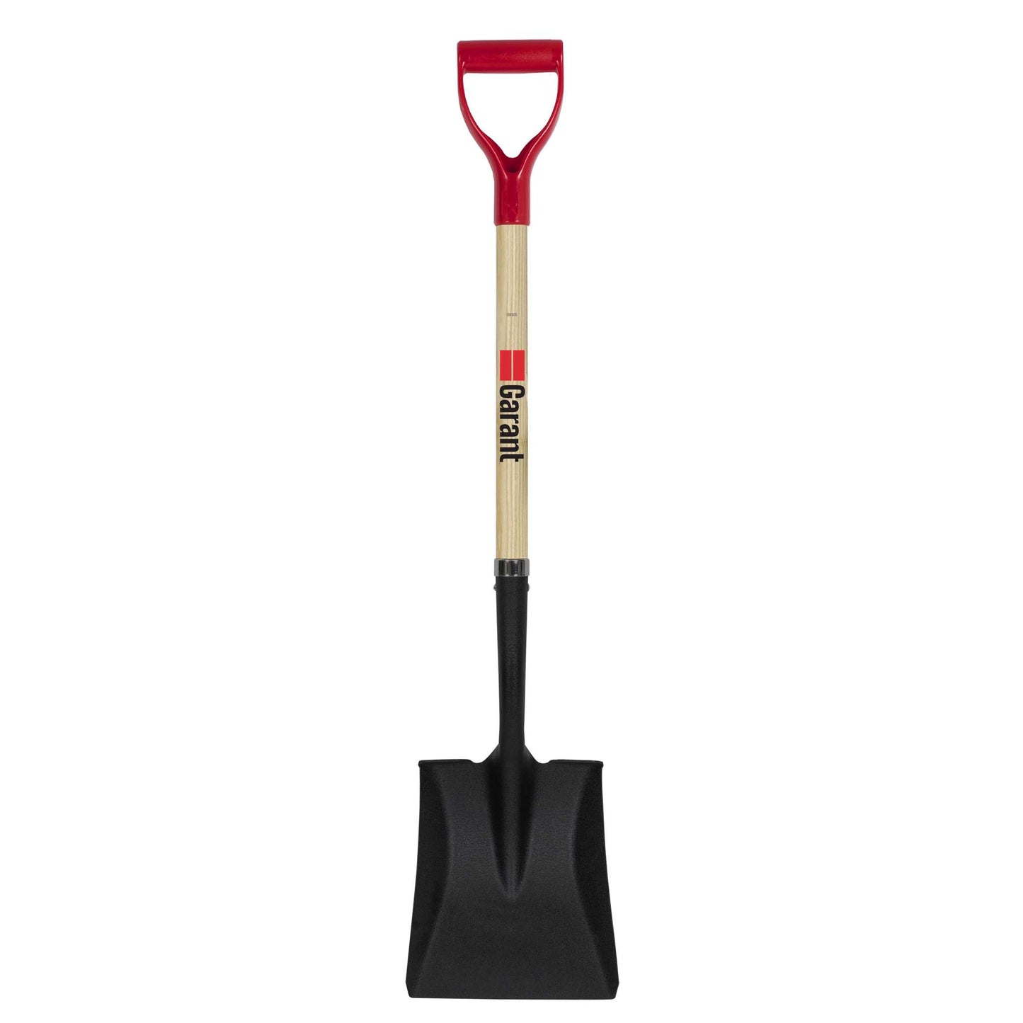 Square point shovel, wood handle, D-grip