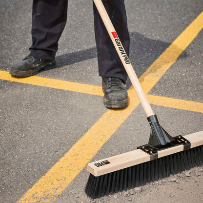 Push broom, 24", rough, wood hdl