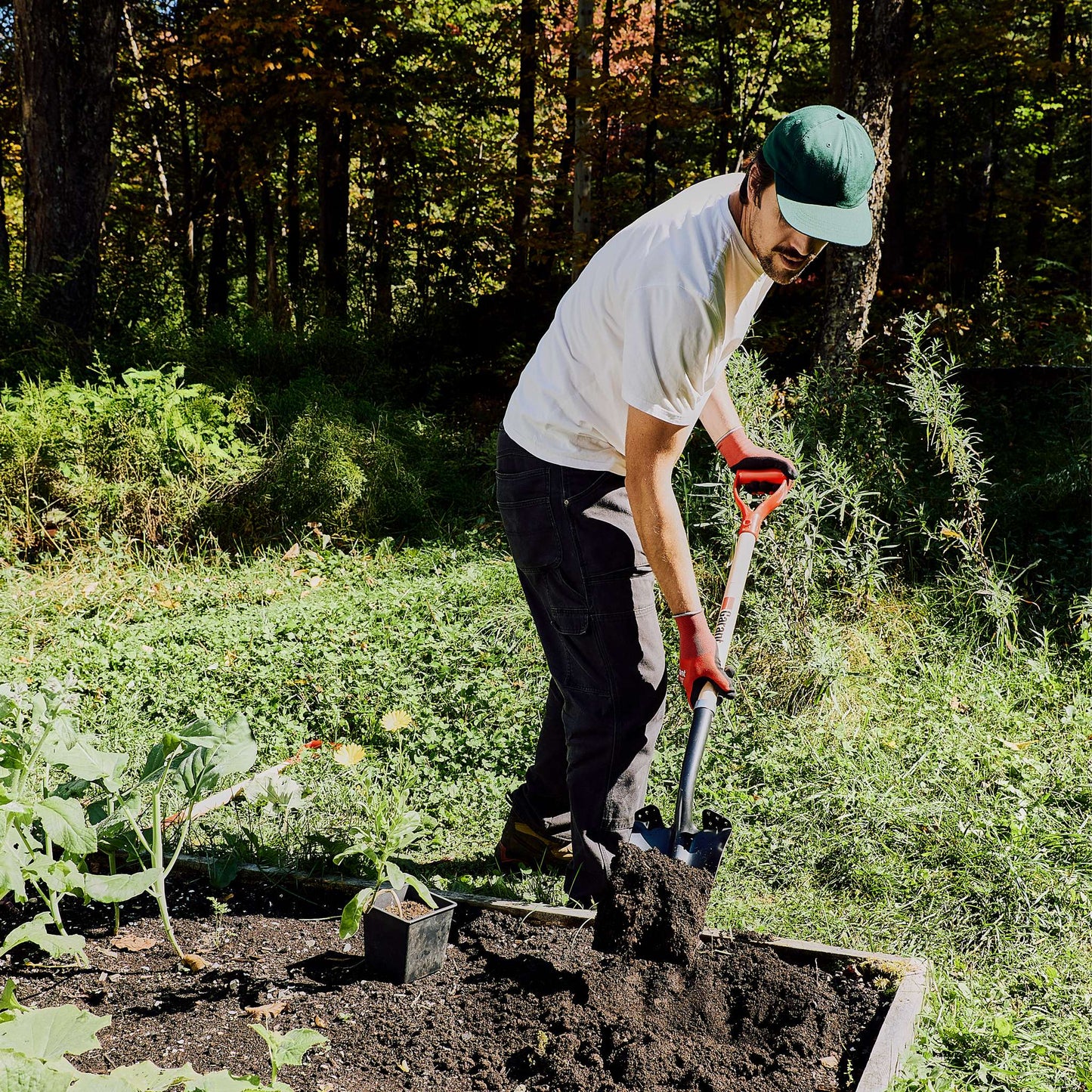 Garden spade, wood handle