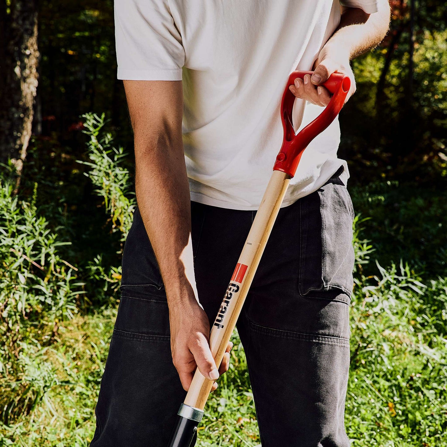 Garden spade, wood handle