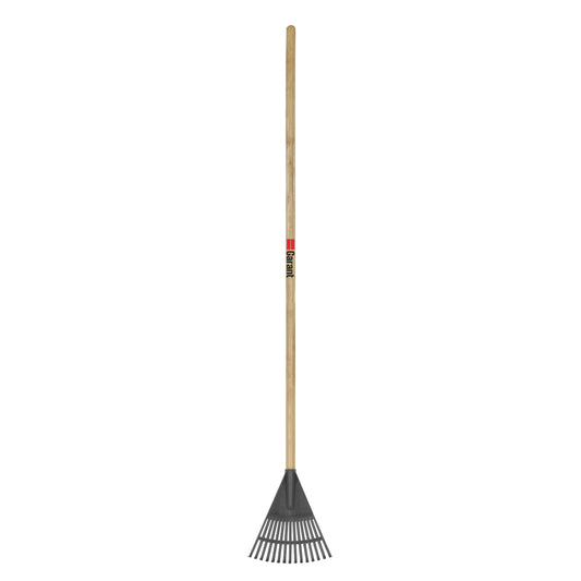 Shrub rake, long wood handle