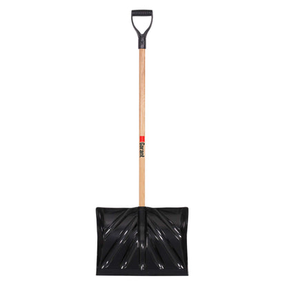 Snow shovel, 18" poly blade, hardwood handle, D-handle