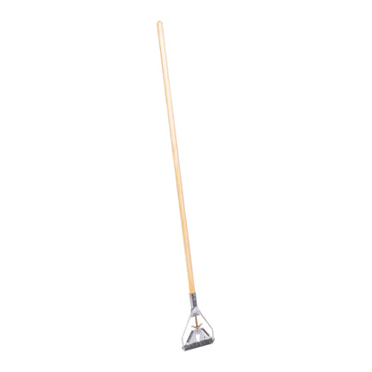 Wet mop wood hdle, steel connector