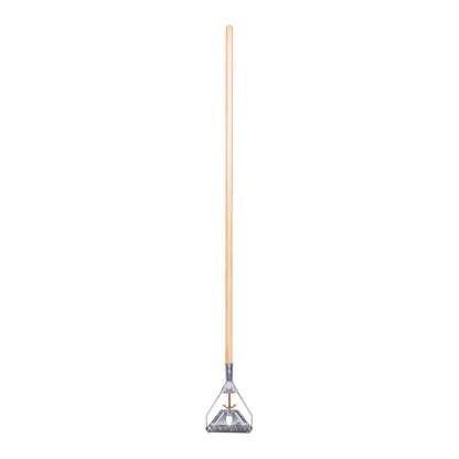 Wet mop wood hdle, steel connector
