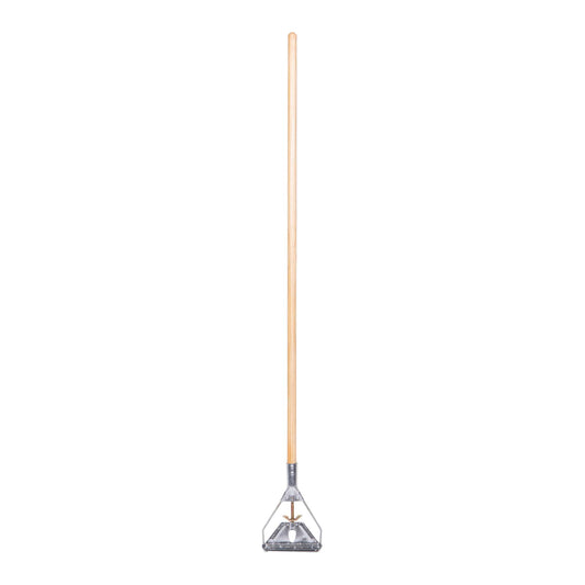 Wet mop wood hdle, steel connector