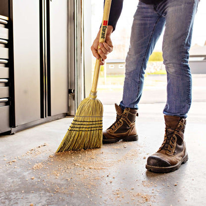 Heavy-duty warehouse corn broom, 4-sew and wire band