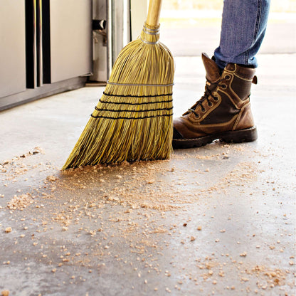 Heavy-duty warehouse corn broom, 4-sew and wire band