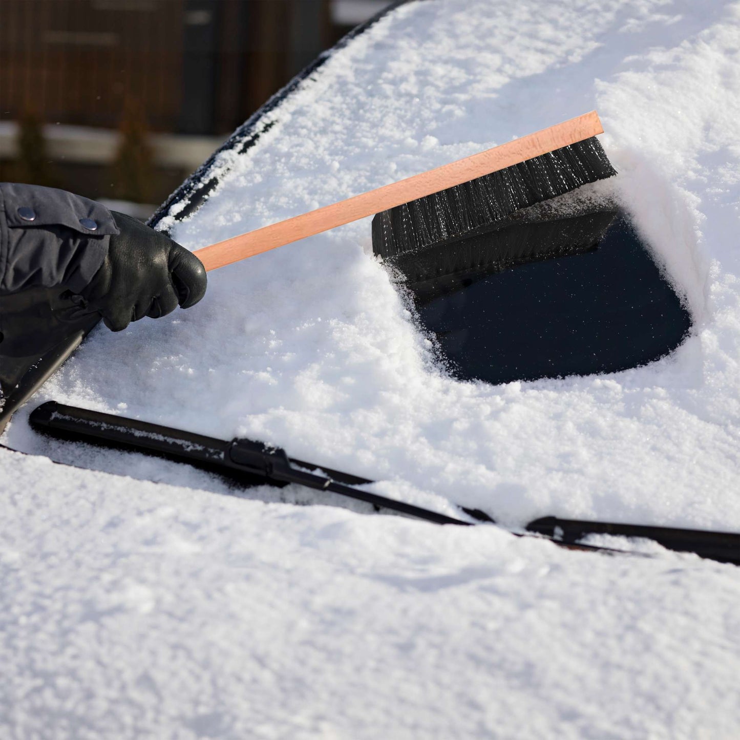 25" Wood Snow Brush and Ice Scraper