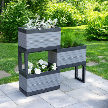 Modular Garden Starter Set with 3 Planters and 2 Legs
