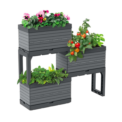 Modular Garden Starter Set with 3 Planters and 2 Legs