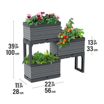 Modular Garden Starter Set with 3 Planters and 2 Legs