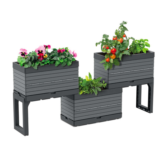 Modular Garden Starter Set with 3 Planters and 2 Legs