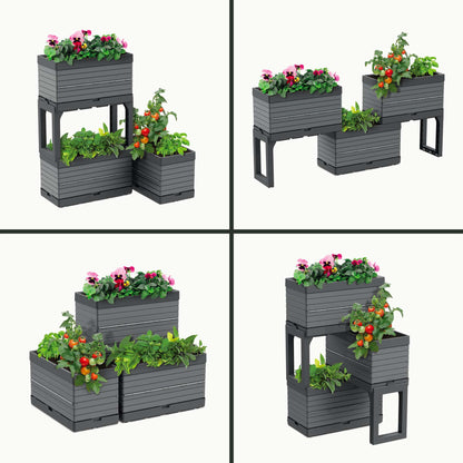Modular Garden Starter Set with 3 Planters and 2 Legs