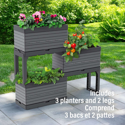 Modular Garden Starter Set with 3 Planters and 2 Legs