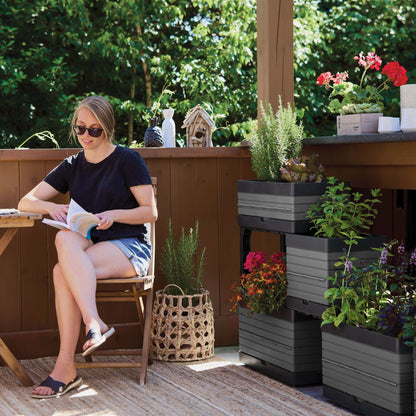 Modular Garden Set with 2 Planters and 2 Legs