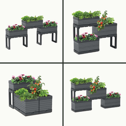 Modular Garden Set with 2 Planters and 2 Legs