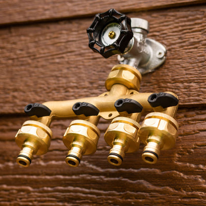 Brass Four-Way Tap Connector
