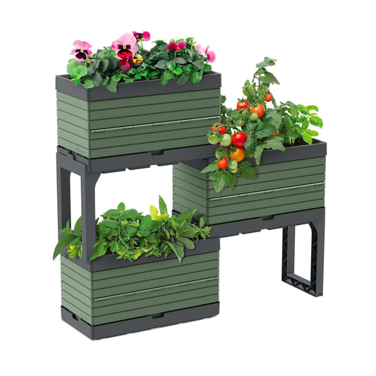 Modular Garden Starter Set with 3 Planters and 2 Legs