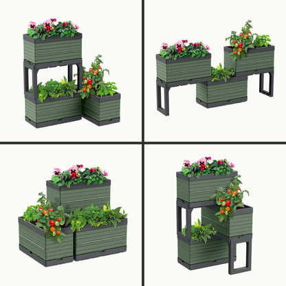 Modular Garden Starter Set with 3 Planters and 2 Legs