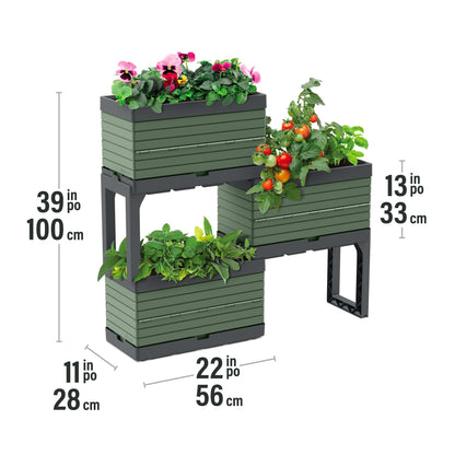 Modular Garden Starter Set with 3 Planters and 2 Legs