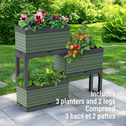 Modular Garden Starter Set with 3 Planters and 2 Legs