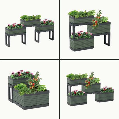 Modular Garden Set with 2 Planters and 2 Legs