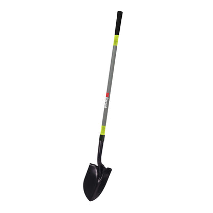 Round Point Tempered Steel Shovel with Long Fiberglass Handle