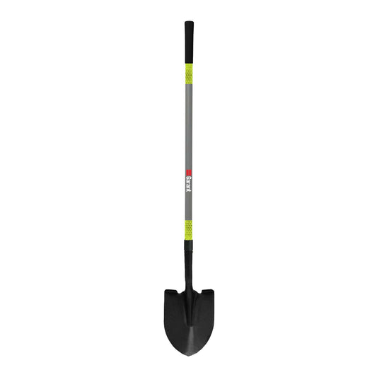 Round Point Tempered Steel Shovel with Long Fiberglass Handle