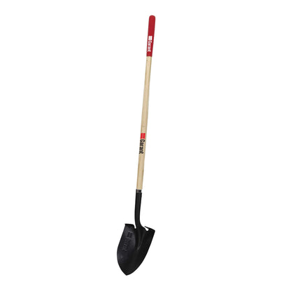 Round Point Tempered Steel Shovel with Comfort Grip and Long Handle