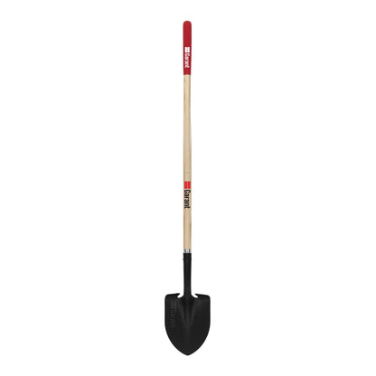 Round Point Tempered Steel Shovel with Comfort Grip and Long Handle
