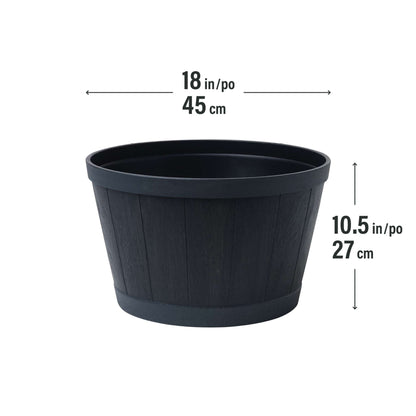 Jardinière Tennessee 18 po style baril avec effet bois