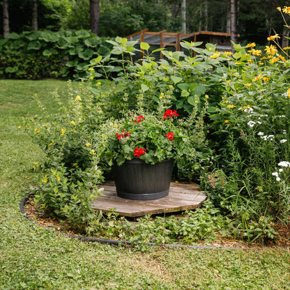 18" Tennessee Barrel Planter with wood-effect finish
