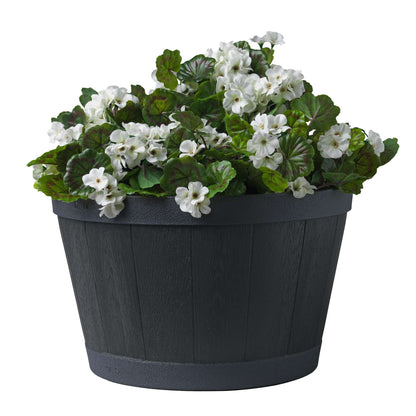 Jardinière Tennessee 20,5 po style baril avec effet bois