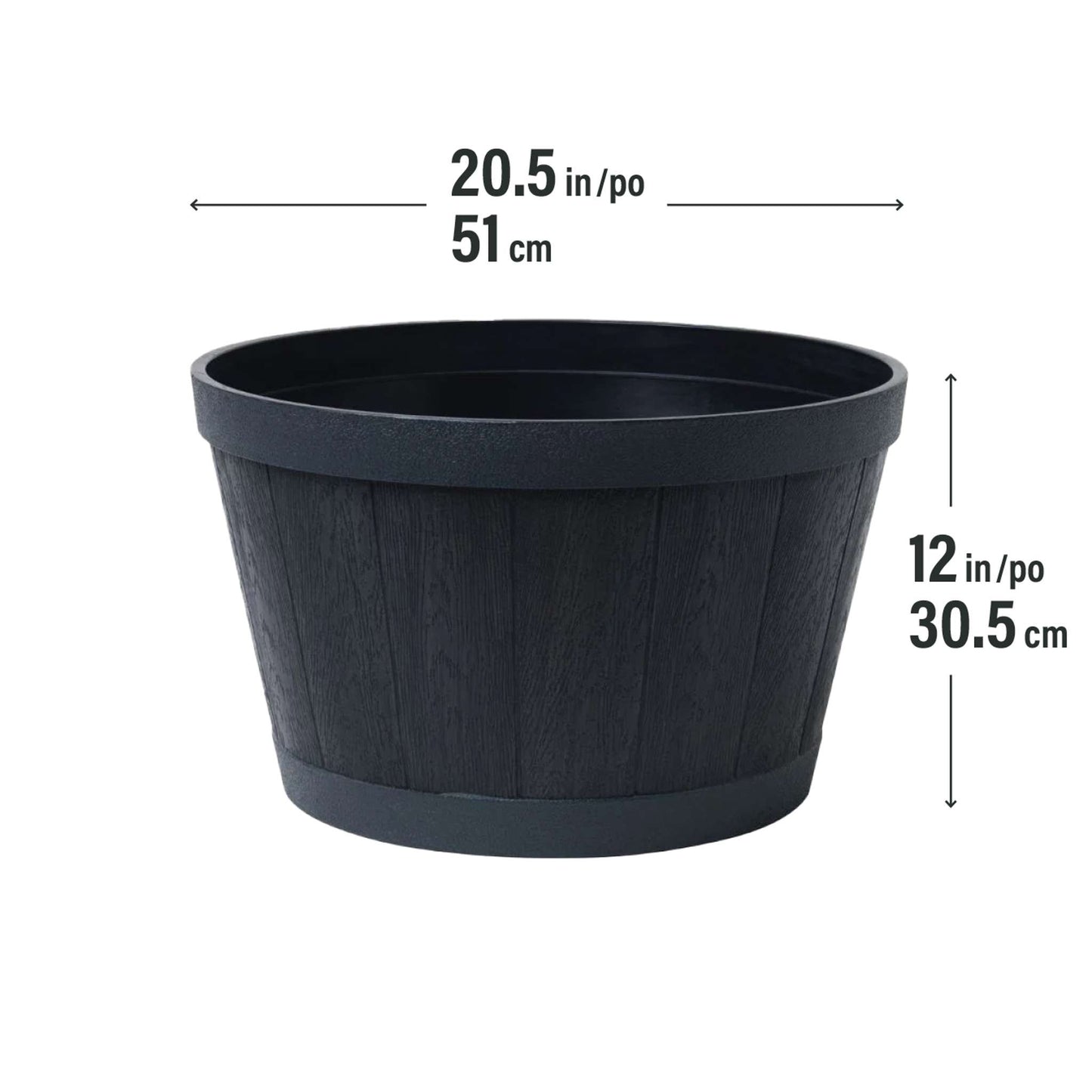 Jardinière Tennessee 20,5 po style baril avec effet bois