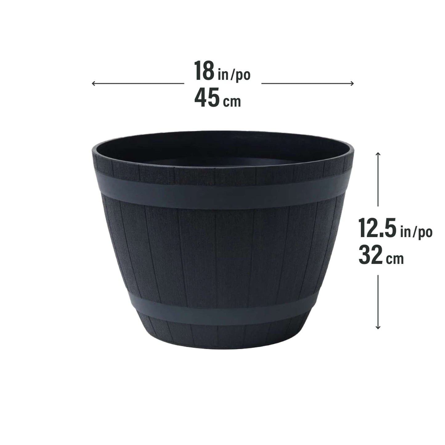 Jardinière Baril de vin 18 po avec effet bois