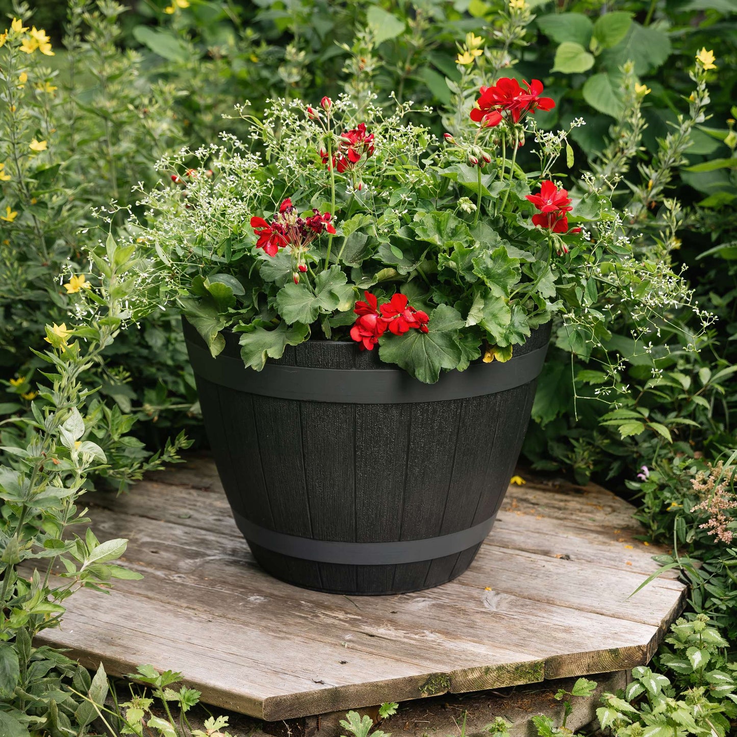 Jardinière Baril de vin 18 po avec effet bois