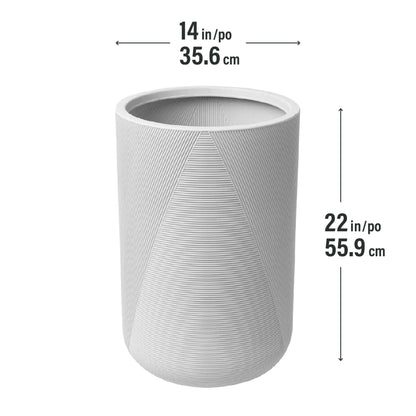 14" Gavin Tall Planter with Geometric Lines