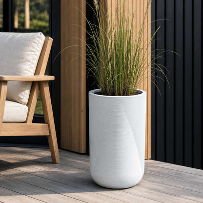 14" Gavin Tall Planter with Geometric Lines