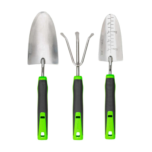 Quick-Connect Hand Tool Set: Cultivator, Trowel, and Transplanter