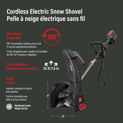 Pelle à neige électrique sans fil de 12 po