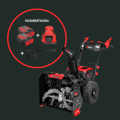 Souffleuse à neige électrique sans fil 24 po à 2 phases, autopropulsée