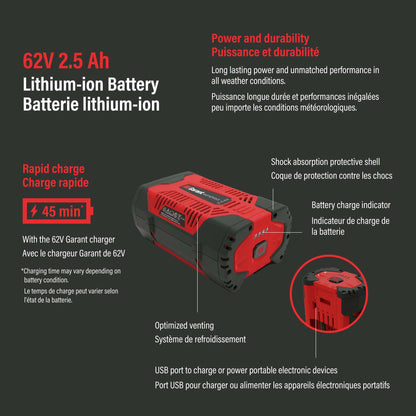 Batterie lithium-ion rechargeable 62V 2,5 Ah