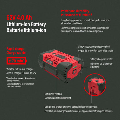 62V 4.0 Ah Rechargeable Lithium-ion Battery