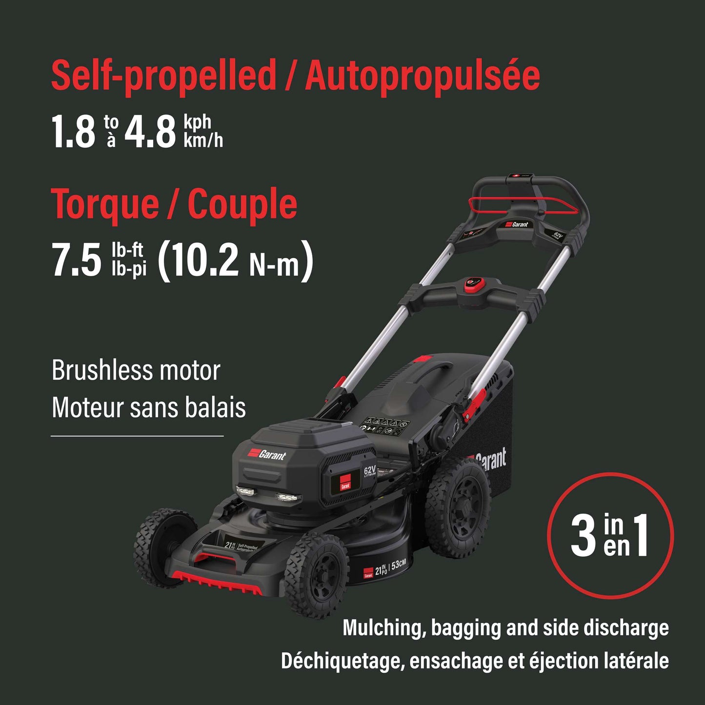 Self-propelled 21-inch Cordless Electric Lawn Mower