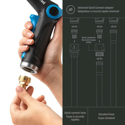 Pistolet d'arrosage à 2 fonctions avec embout et raccord en laiton
