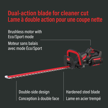 Taille-haie électrique sans fil 62V de 25 po (Outil seulement)