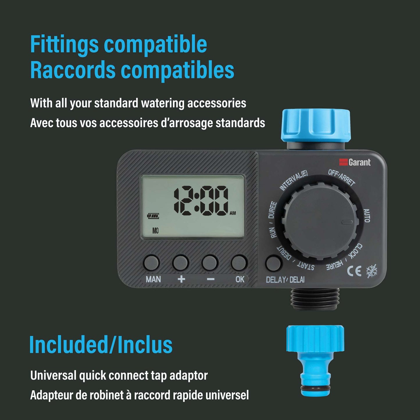 Minuterie d’arrosage numérique programmable avec écran ACL