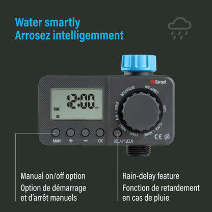 Minuterie d’arrosage numérique programmable avec écran ACL