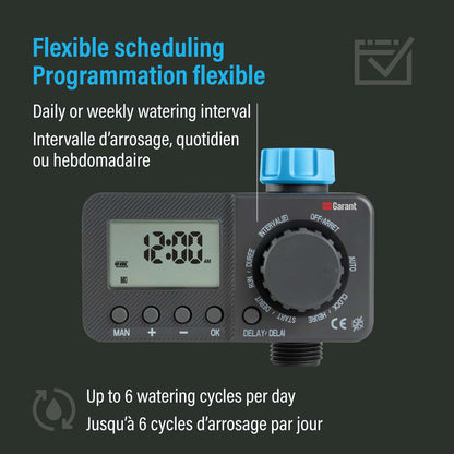 Minuterie d’arrosage numérique programmable avec écran ACL