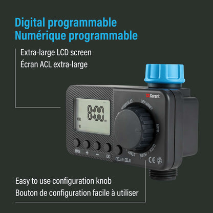 Minuterie d’arrosage numérique programmable avec écran ACL